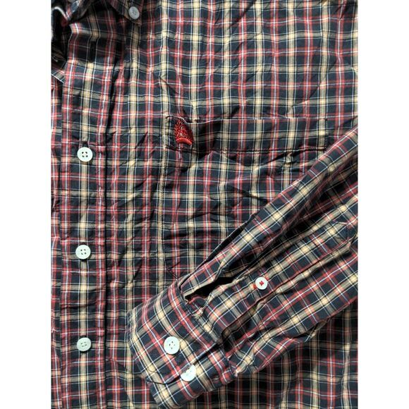 Cinch Long Sleeve Button Down Shirt Men's Size Medium Red Plaid - Picture 2 of 9